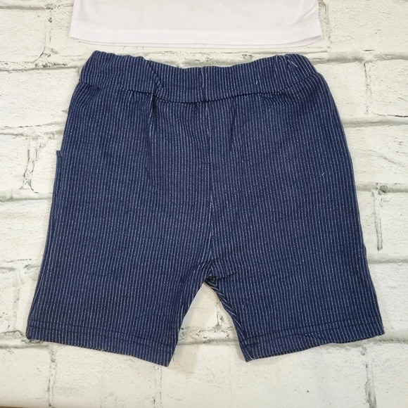 18-24M Navy Blue Faux Suit Baby Boys 2 pcs Outfit. T-Shirt and Shorts Sets - Picture 6 of 11